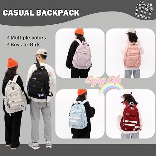 Armbq Kids Backpack for Girls - Aesthetic School Backpack for Teens & Elementary Students - Purple Bookbag - Purple thumbnail 3