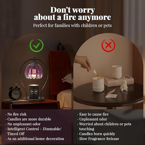 Candle Warmer Lamp, Dimmable Candle Warmer with Timer, Vintage Candles Wax Warmers for Jar Candles Birthday Gifts for Women, Mothers Day Gifts for Mom, Home Decor for Bedroom Living Room, Purple Black thumbnail 5