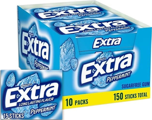 EXTRA Gum Peppermint Chewing Gum Bulk, Individually Wrapped, Perfect for Fresh Breath at School, Work, and Travel, 15 Count (Pack of 10) - Image 1