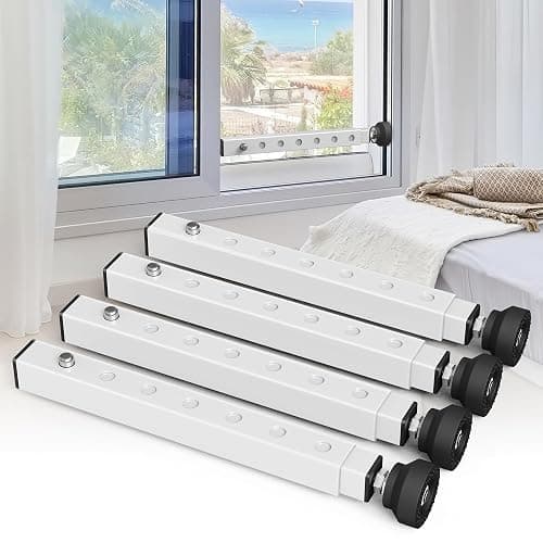 WooFog(Short)Window Security Bar Adjustable, Window Bars Security Inside, Window Lock Bar for Horizontal Sliding Windows, Window Locks for Up and Down Windows, Extends Form 11" to 18" (White-4 Pcs) - Image 1