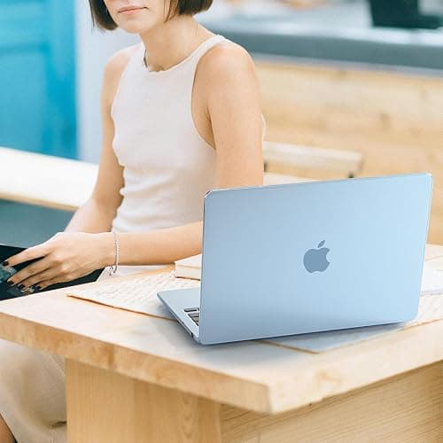EooCoo Case Compatible with MacBook Air 13 inch M4 2026 2025-2022 M3 M2 A3240 A3113 A2681, Crystal Hard Shell Scratch Resistant Protective Cover Compatible for MacBook Air 13.6 inch Case, Sky Blue thumbnail 8