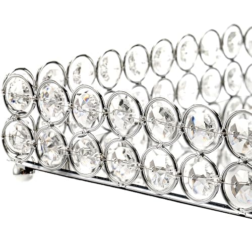 Hedume Crystal Cosmetic Mirrored Makeup Tray, 12.3" x 8", Large Jewelry Organizer, Ornate Decorative Vanity Tray for Dresser, Countertop, Wedding, Home, Bathroom thumbnail 5