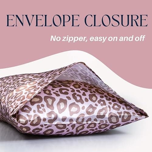 LCBD Satin Body Pillow Case for Hair and Skin, Pink Leopard Printed Silk Satin Body Pillowcase Cover, 20x54 Cheetah Print Body Cooling Pillow Cover with Envelope Closure thumbnail 6