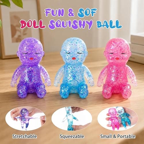 3Pcs Baby Squishy Stress Toy Slow Rising Transparent Squeeze Soft Stretchy Fidget Toy for Anxiety Relief Cute Sensory Squishies Novelty Party Favor thumbnail 2