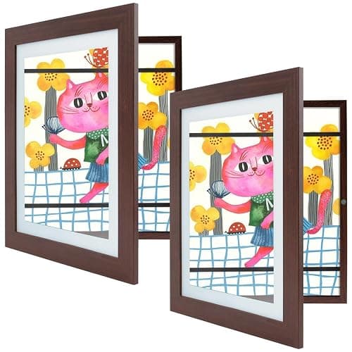 Golden State Art, 10x12.5 Kids Art Frames, Front-Opening Picture Frame Great for Kids Drawings, Artworks, Children Art Projects, Schoolwork, Home or Office (Walnut Set of 2) - Image 1