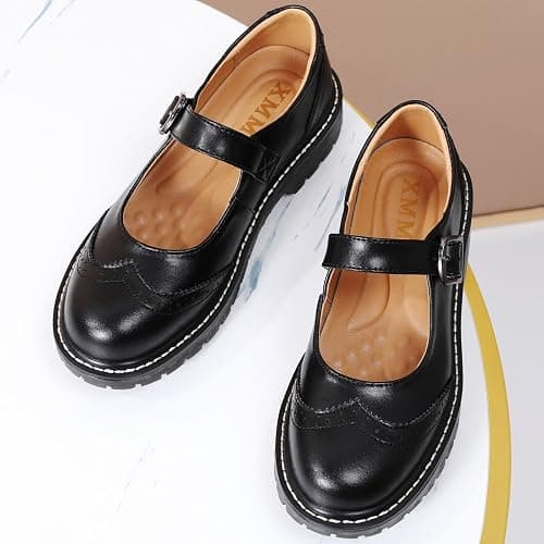XMM Mary Jane Shoes Women Mary Janes Flats Ladies Oxford Shoes for Women Comfort Leather Round Toe Non-Slip Dressy Casual Cute Girls School Work Shoes thumbnail 6