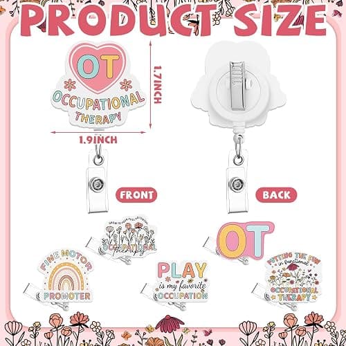Hoteam 6 Pcs Occupational Therapy Badge Reels Retractable with Alligator Clip Badge Holders for Healthcare Reel Clip for OT Doctor Nurse Occupational Therapy Assistant OT Appreciation Gifts thumbnail 4
