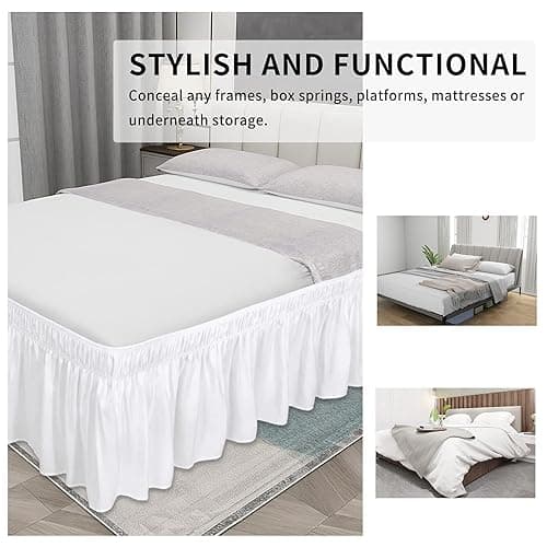 Easy-Going Bed Skirt for Twin or Full Size Bed, 18 Inch Tailored Drop, Fitted with Adjustable Elastic Belt, Convenient to Use Without Lift The Mattress (Twin/Full, White) - Twin/Full - 18" Drop - White thumbnail 4