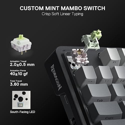 Redragon K743 PRO GB 80% Gasket RGB Gaming Keyboard Hype 1.14’’ TFT Screen & Knob, 84 Keys Mechanical Keyboard, 5-Layer Noise Dampening, Hot-Swap South-Facing Socket, Gradient PBT Keycaps, US LAYOUT thumbnail 5