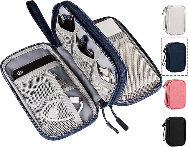 CAOODKDK Electronic Organizer Travel Cable Accessories Bag, Electronic Organizer Case, Electronic Accessories Organizer Bag for Power Bank, Charging Cords, USB Cable, Earphones (Navy Blue) thumbnail 2