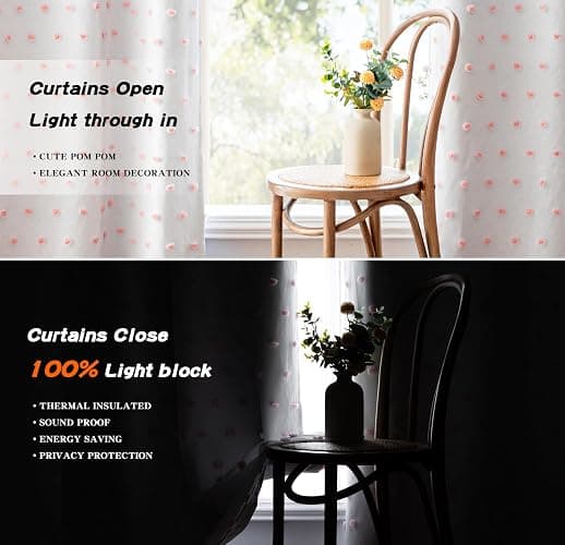 MYSKY HOME Pink Blackout Curtains for Girls Bedroom 84 Inch Long 100% Light Blocking Girls Nursery Curtains for Living Room 2 Panels Privacy Protect Grommet Window Drapes 52W x 84L thumbnail 3