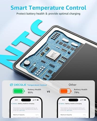 decqle “Air” Power Bank for MagSafe 5000mAh, Ultra Slim Magnetic Wireless Portable Battery Charger Case with USB-C Cable, Compatible with iPhone 17/16/15/14/13/12 Series Only (Grey) thumbnail 5