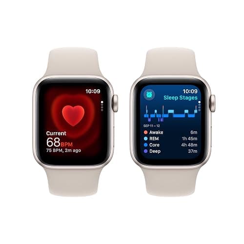 Apple Watch SE (2nd Gen) (GPS, 40mm) Starlight Aluminum Case with Starlight Sport Band, S/M (Renewed) thumbnail 4