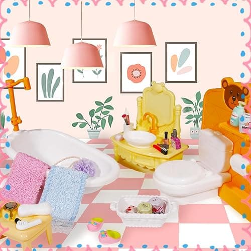 25 Pcs 1 12 Scale Miniature Bathroom Accessories Mini House Bathroom Set Mini Hair Dryer Brush Comb Mirror Perfume Toothpaste Toothbrush Makeup Set for Mini House Bathroom Decoration thumbnail 2