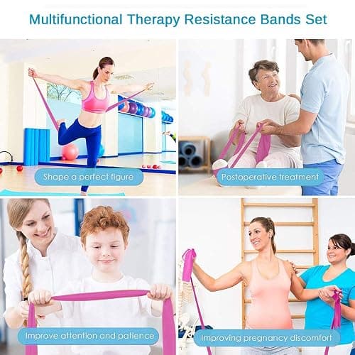 Therapy Flat Resistance Bands Set, Exercise Stretch Bands for Stretching, Flexibility, Pilates, Yoga, Ballet, Gymnastics and Rehabilitation (3 Set - 150cm Length) thumbnail 3