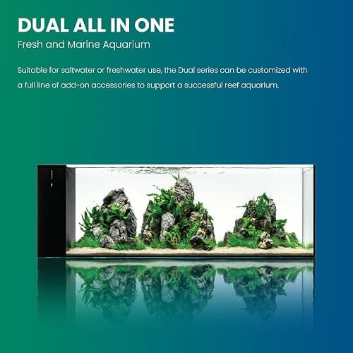 Ultum Nature Systems Dual AIO - Freshwater/Saltwater Compatible All in One Rimless Tank with Triple Chamber Filtration System, Integrated Filter Aquarium w/Leveling Mat - 21 Gallon, 90LA, Black thumbnail 2