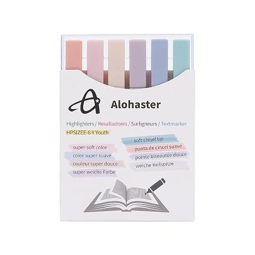 Alohaster HPSIZEE Aesthetic Cute Highlighters Mild Assorted Colors With Soft Chisel Tip, No Bleed Dry Fast Easy to Hold, for Journal Bible Planner Notes School Office Supplies, 6 Pack - Youth - Youth thumbnail 2