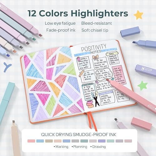 Nicpro 39 PCS Aesthetic School Supplies with Cute Pencil Case, 12 Color Pastel Highlighters, 5 Quick Dry Retractable Black Ink Pens, 6 Pastel Mechanical Pencil 0.5 & 0.7 mm for Student Stationary thumbnail 4