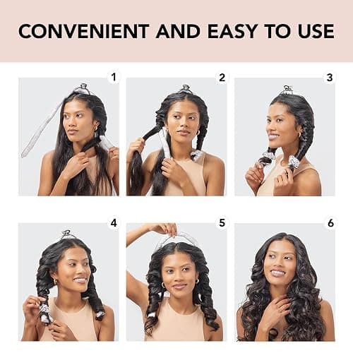 Kitsch Satin Heatless Hair Curler Set - Heatless Curls Overnight, Hair Rollers for Soft Curls & Frizz-Free Styling, No Heat Curlers To Sleep in, Curling Rod Headband with 2 Scrunchies - Ivory - 05 Ivory thumbnail 5