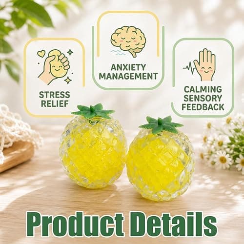 GWZTIO 2 PCS Pineapple squishies, squishies Pineapple Relax and Soothe Your Emotions Relief, Raindrop squishies Sensory Fidget, Squishies Fruit squishies for People, 8 x 8 x 8 cm thumbnail 3