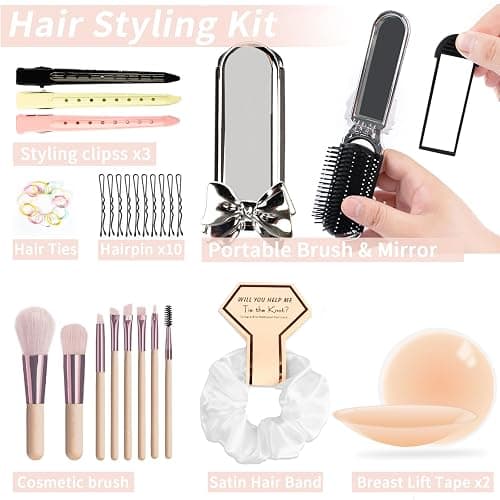 Women's Emergency Kit for Weddings - Survival Set With Makeup Bag, 36 Pc Essential Items for Brides Daily - white thumbnail 5