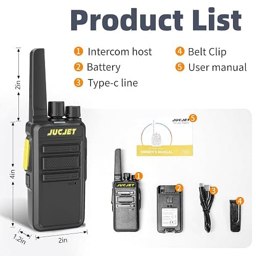 JUCJET V12D Walkie Talkie, Long Range Walkie Talkies with Smart Noise Cancellation&Voice Recognition - Encrypted Communication, Analog Scanning, Wireless Cloning, 446MHz, 16CH(2Pcs Black) thumbnail 8
