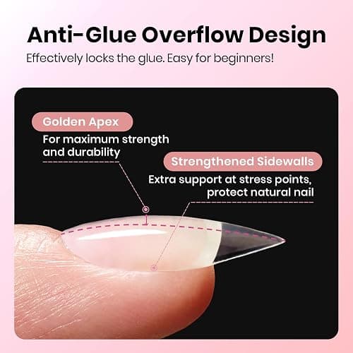 Beetles Gel Nail Tips Curve-EX - Almond Short, 320pcs 16 Sizes, Etch-X Half Matte Full Cover Soft Acrylic False Press on Nail Tips Easy DIY Nail Extension Art Salon for Curved & Natural Nail Beds thumbnail 7