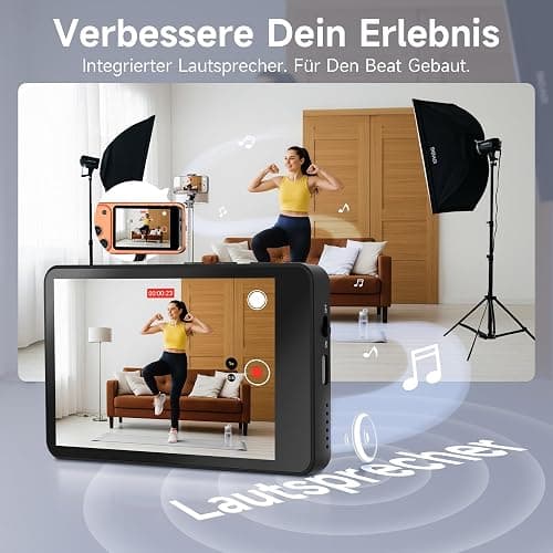 SYNCO XView Handy Selfie Monitor, Magnetischer Smartphone Vlog Bildschirm für iPhone & Android Rückkamera Kabellos 50M 3H Akku, mit Lautsprecher für TikTok YouTube Livestream (Schwarz) thumbnail 6