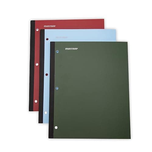 Mintra Wireless Notebook 3pk - 80 Sheets - College Ruled (Arctic Ice, Chili Oil, Green Olive) - Image 1