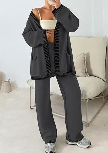 PRETTYGARDEN Lounge Sets for Women Fall 2025 Loungewear 2 Piece Outfits Cardigan Sweaters Track Suit Matching Winter Clothing thumbnail 7