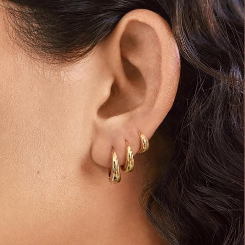 Risamil Hoop Earrings for Women 14K Gold Plated/Silver Hoops Simple Knot Huggie Small Hoop Earrings Set Trendy Hoops Everyday Wear Earrings for Women Jewelry thumbnail 8