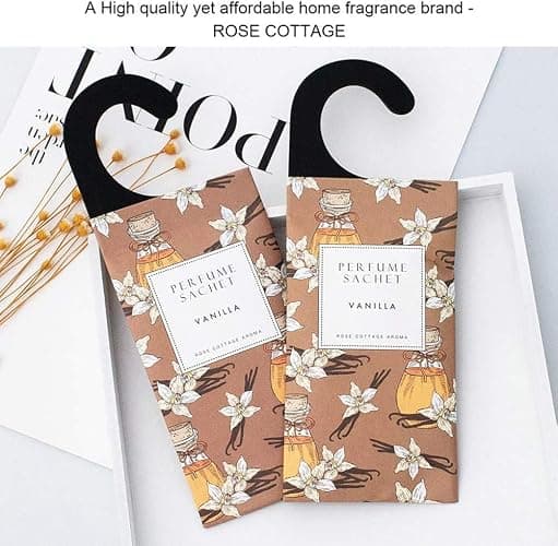 ROSE COTTAGE Large 12 Packs Vanilla Hanging Closet Air Freshener Scented Sachets Long Lasting Smell Goods thumbnail 7