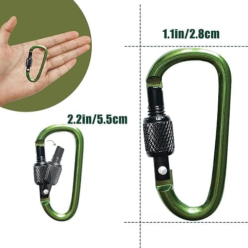 YUCHIYA 8 Pack D-Shape Carabiner Clasp with Screw Gate, 2.2 Inch Mini Keychain Clip Key Chain Buckle, Aluminum Alloy Keyrings Hook for Outdoor Hiking not for Climbing thumbnail 6