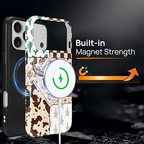 Flivro Magnetic Case for iPhone 17 Pro Max,Compatible with Magsafe PC Hard Shell Silicone Inner Bumper Anti-Scratch Full-Body Cover Shockproof Slim Design Western Cowboy Bull Skeleton thumbnail 3