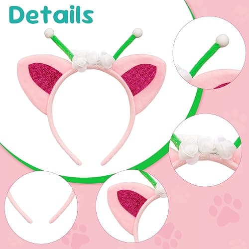 Bgfhna 4 Pcs Cat Ears Headband Party Decorations Headbands Flannel Costume Accessories Glitter Hair Clips for Halloween Christmas Festival Theme Party thumbnail 3