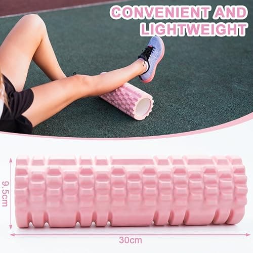 Pilatesrolle mit Yoga-Säule – Rosa Schaumstoff-Faszienrolle für optimale Muskelkräftigung, Fitness und Faszienmassage – Multifunktionale Sportrolle für Zuhause und im Fitnessstudio thumbnail 2