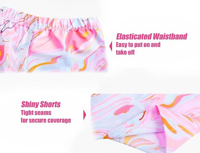 Jinhiteam Gymnastics Leotards for Girls - 2 Piece Shiny Sleeveless Outfit with Gym Shorts for Little Kids (4-12 Years) thumbnail 3
