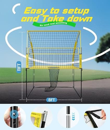 Volleyball Training Net System,7 Adjustable Heights Practice Equipment Net Station,Improve Volleyball Serve&Spike Skills with Ball Return, Portable &Easy Setup for Backyard Individual &Team Practice thumbnail 5