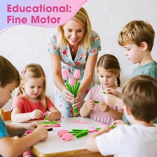 900 pcs Pipe Cleaners Craft, 4 Assorted Colors Pipe Cleaners Bulk, for DIY Tulip or Lily Basket Kit with Floral Wires, Gardening Tape, Pearls thumbnail 7