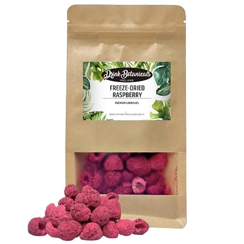 Drink Botanicals Ireland Freeze Dried Raspberries | 70 + Raspberries | 100% Natural & Edible | Raspberry Pieces for Baking Cakes, Cocktails, Desserts, Drinks, Fruit Snacks | Vegan | 30 Grams,1.058 Oz - Image 1