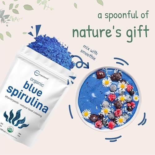 Organic Blue Spirulina Powder (Phycocyanin Extract), 30 Servings - No Fishy Smell, 100% Vegan Protein from Blue-Green Algae, Natural Luminous Food Coloring for Smoothies, Baking, Drinks & Cooking thumbnail 6
