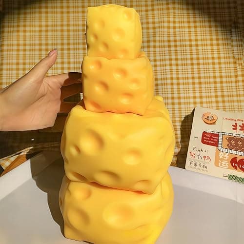 Super Cheese Squishy Big Giant Large Cube Block Slow Rising Squeeze Toy squeezable Stress Relief Original Sensory / Fidget Novelty Toy and Gift for Adults (3in) thumbnail 6