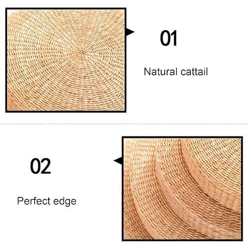 balurukt Japanese Style Tatami Floor Pillow,Sitting Cushion Bigger Size,Round Padded Room Floor Straw Mat for Outdoor Seat Hand Woven Tatami Cushion Best for Zen, Yoga Practice 45cm thumbnail 6