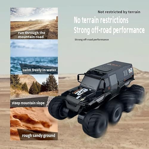 SEKAIHT Amphibious Remote Control Car RC Boats Waterproof RC Monster Truck 2.4GHz 8WD 2 Battery Drift RC Stunt Cars for Boys Girls Age 8-12,Kids Birthday Gifts Pool Toys thumbnail 4