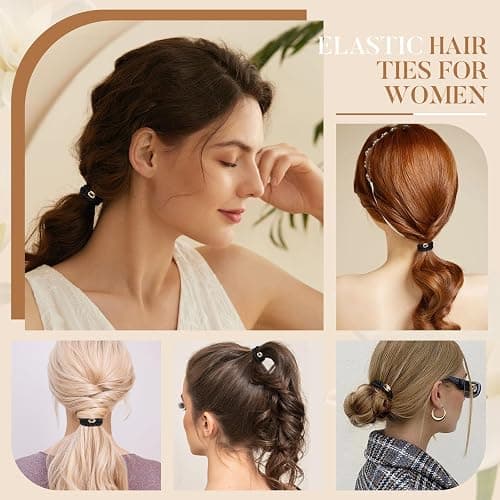 FORENEE 10Pcs Hair Ties for Thick Hair, No Damage - Neutral | Braided elastic ponytail holders with stretch for women and girls; suitable for buns, gym, work, travel and daily wear. thumbnail 7