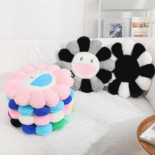 FIONOUT Flower Pillow, Flower Shaped Throw Pillow, Flower Face Floor Cushions Floor Pillow, Colorful Sunflower Plush Pillow, Cute Room Decor Decorative Pillows for Sofa Bedroom Car (40cm/15.7in) thumbnail 5
