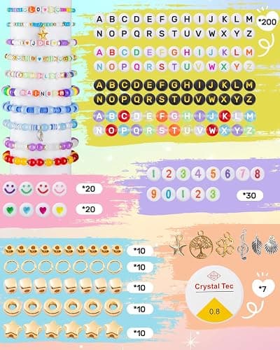 Taybonds Friendship Bracelet Making Kit- 24 Colors with Clay, 4mm Seed, Pony, 8mm Glass, Letter Beads and Charms, Jewelry Making Kit Gift for Girls 6-12 thumbnail 3