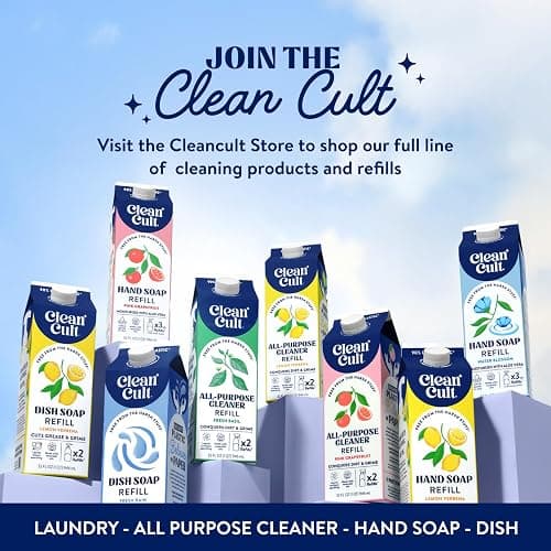 Cleancult Dish Soap Liquid Refills (32oz, 3 Pack) - Plant Based Cleaning Power - Dish Soap that Cuts Grease & Grime - Free of Harsh Chemicals - Uses 90% Less Plastic - Wild Lavender thumbnail 8