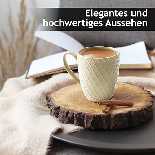 MIAMIO - Coffee Mugs set of 6 / Coffee Cups - 6 x 14 Oz Ceramic Mugs - Large Coffee Mugs - Microwave & Dishwasher safe - Palmanova Collection (Green) thumbnail 3