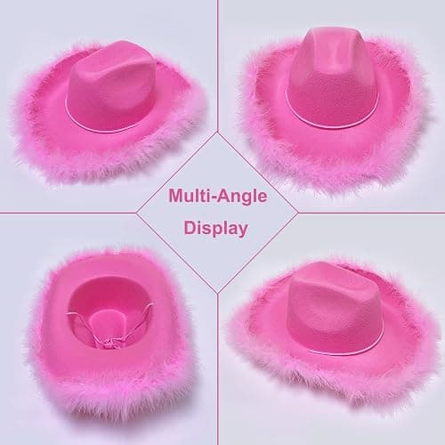 ZEBSF Feathers Cowboy Cowgirl Hat with Heart Sunglasses - Cowboy Hats for Women Bachelorette Birthday Disco Party thumbnail 4